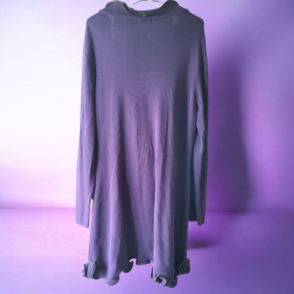 💜 Ravel Purple Ruffle Open Front Cardigan Women’s XL - Picture 3 of 6